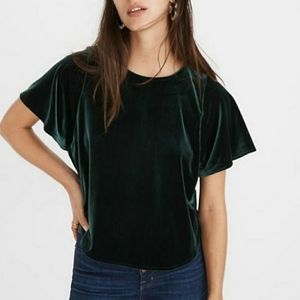 Madewell Velvet Green Butterfly Top